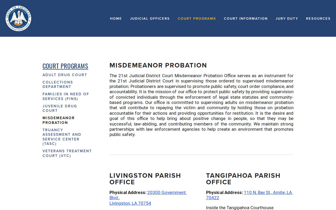 Livingston Parish criminal docket misdemeanor court track