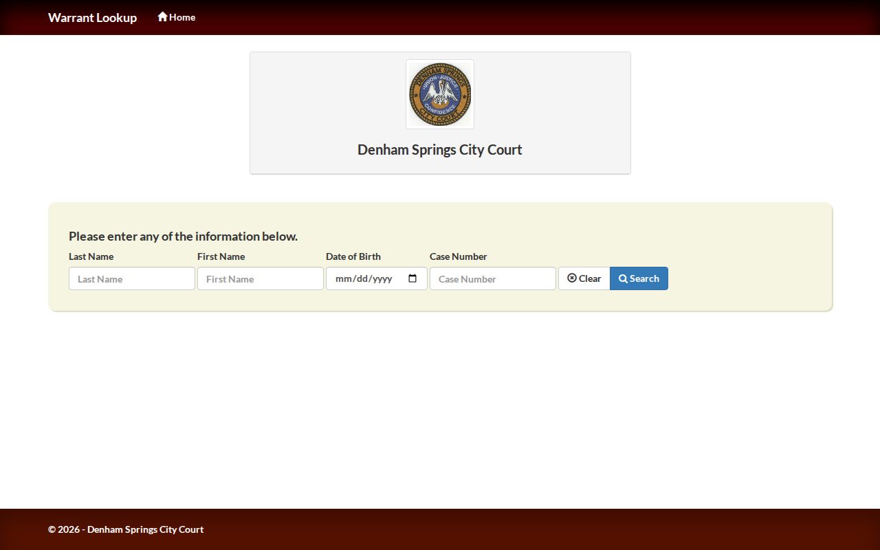 Denham Springs court docket warrant lookup