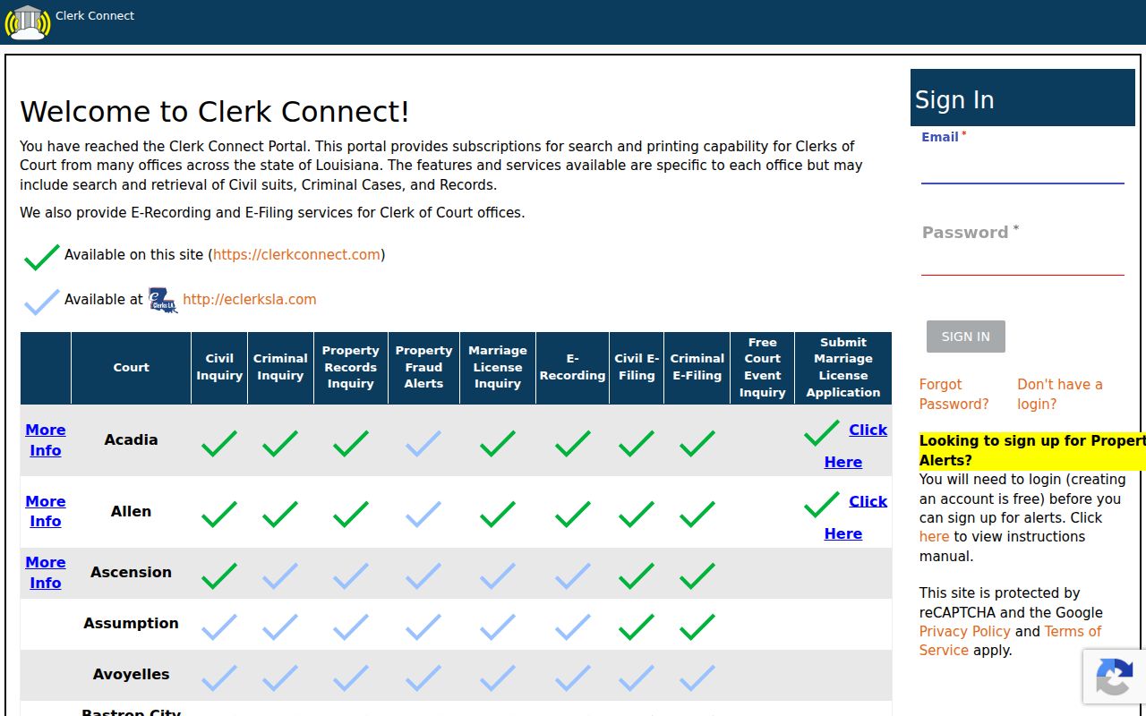 Livingston Parish court docket Clerk Connect civil search portal