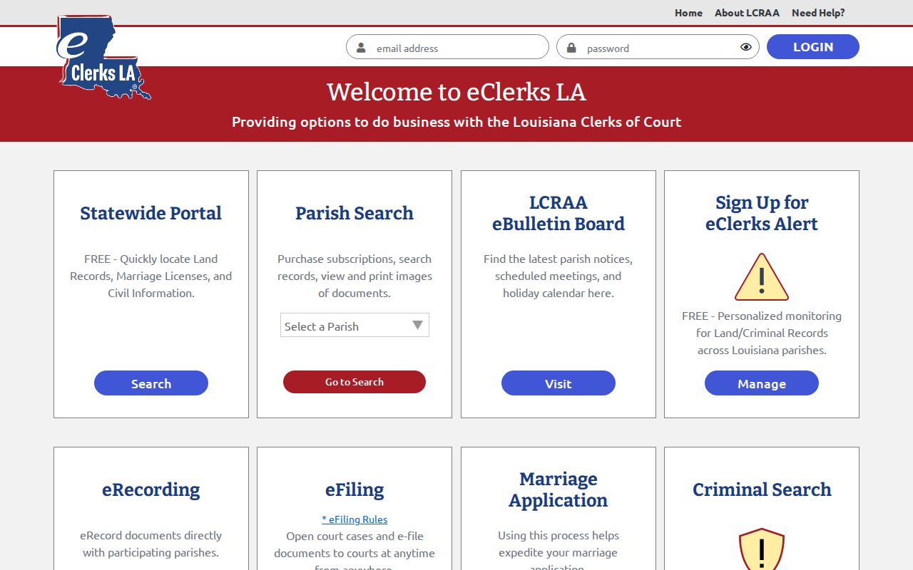 Livingston Parish court docket eClerks record access portal
