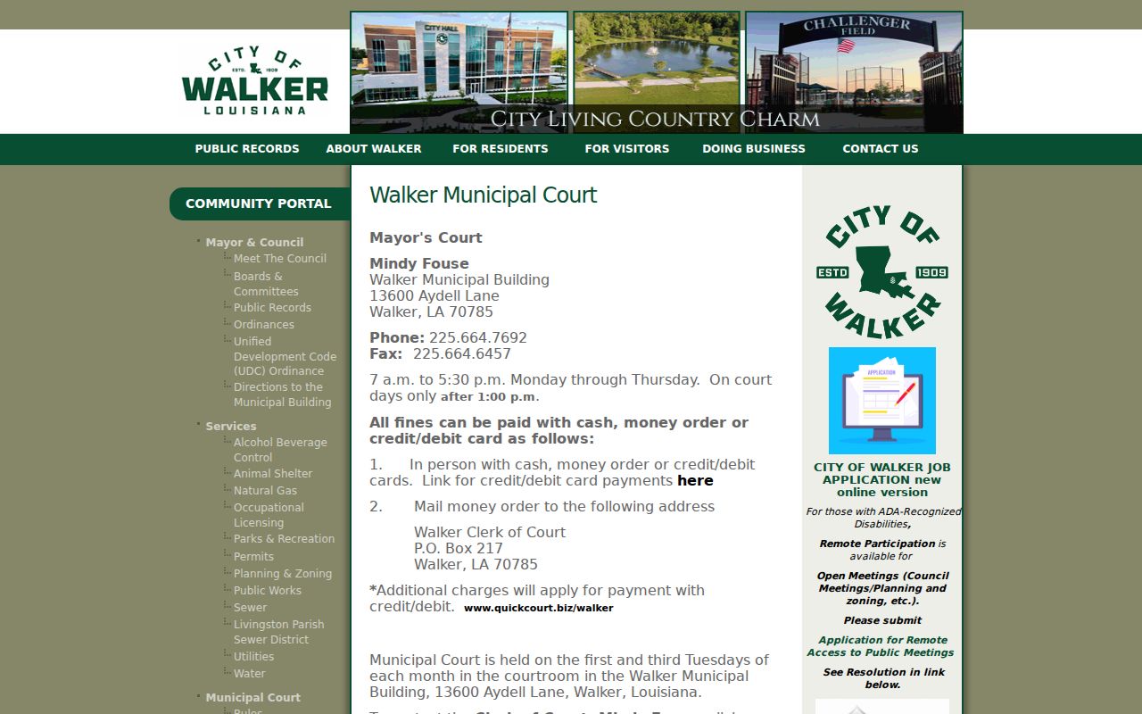 Walker court docket municipal court rules